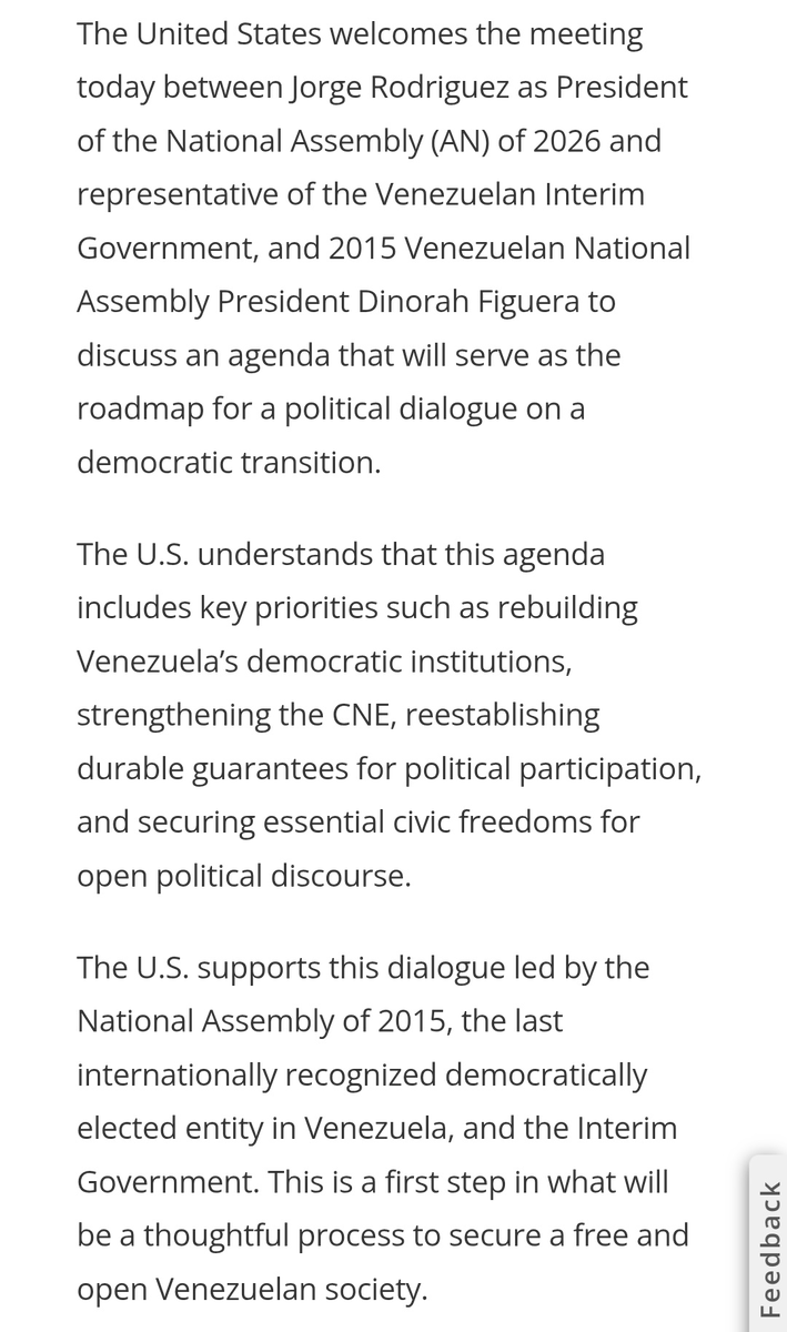 OrlvndoA's tweet photo. #URGENTE | El Departamento de Estado de EEUU se pronuncia sobre la reunión entre Jorge Rodríguez y Dinorah Hernández.

La apoya y dice que la agenda busca:

- Reconstruir las instituciones democráticas, incluido el CNE.

- Reestablecer garantías políticas duraderas.

- Asegurar libertad política y civil.