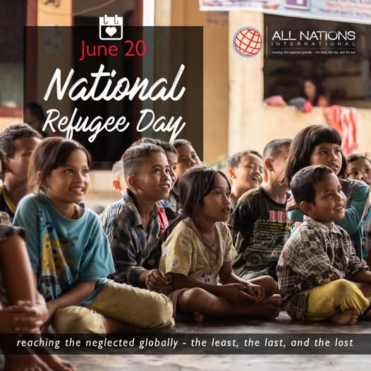 AllNationsIntl's tweet photo. This Saturday, June 20th, we join together on National Refugee Day to raise awareness of refugees &amp; recognize their resilience as forcibly displaced peoples, in the face of much suffering and loss.
For details on how to pray, please see our prayer cards:
https://t.co/Mgd4KLVY6L https://t.co/klOqbpSNZA
