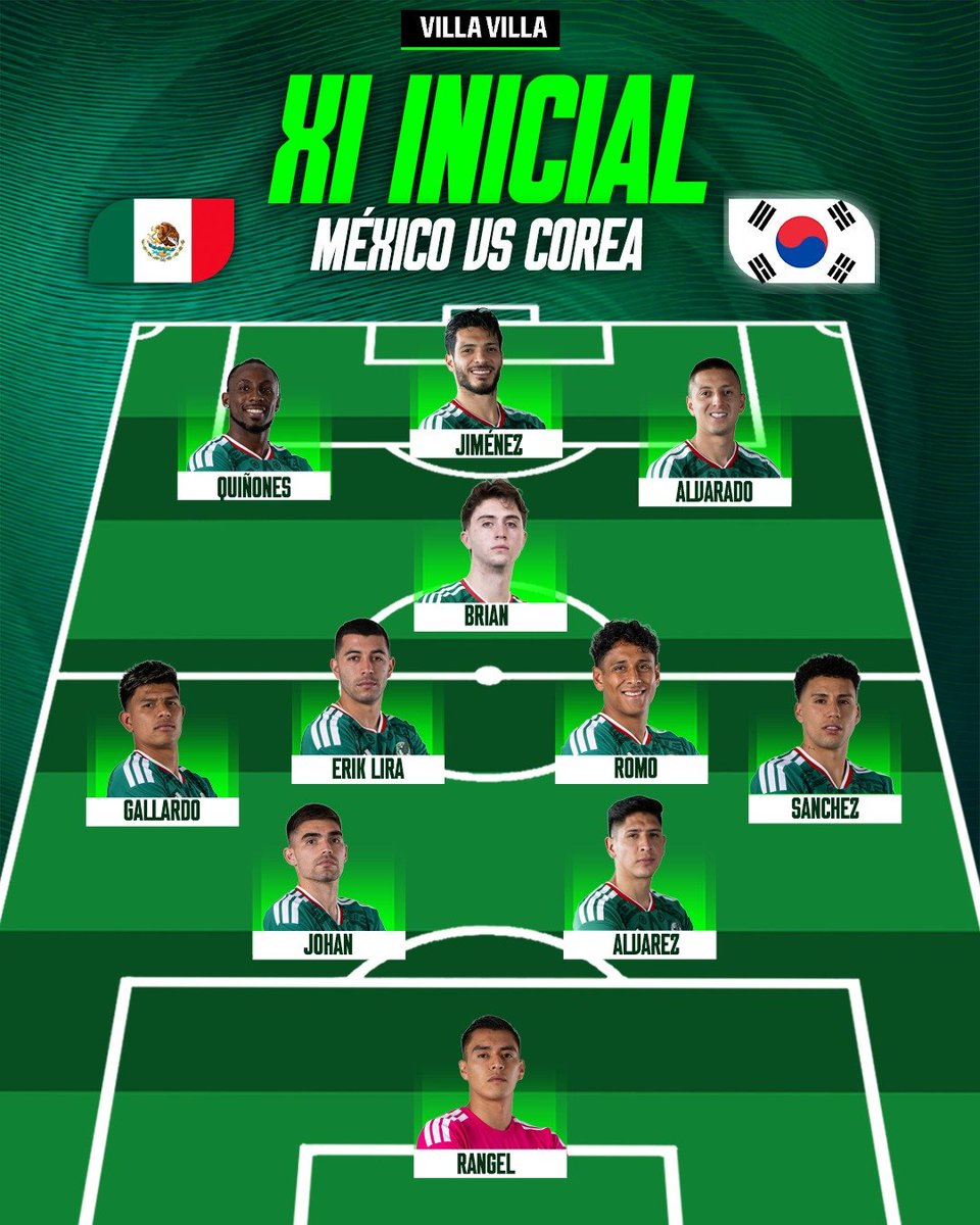 OmarVV9's tweet photo. El XI de México 🇲🇽 para medirse a Corea del Sur 🇰🇷 en Guadalajara https://t.co/PVHppygDsu