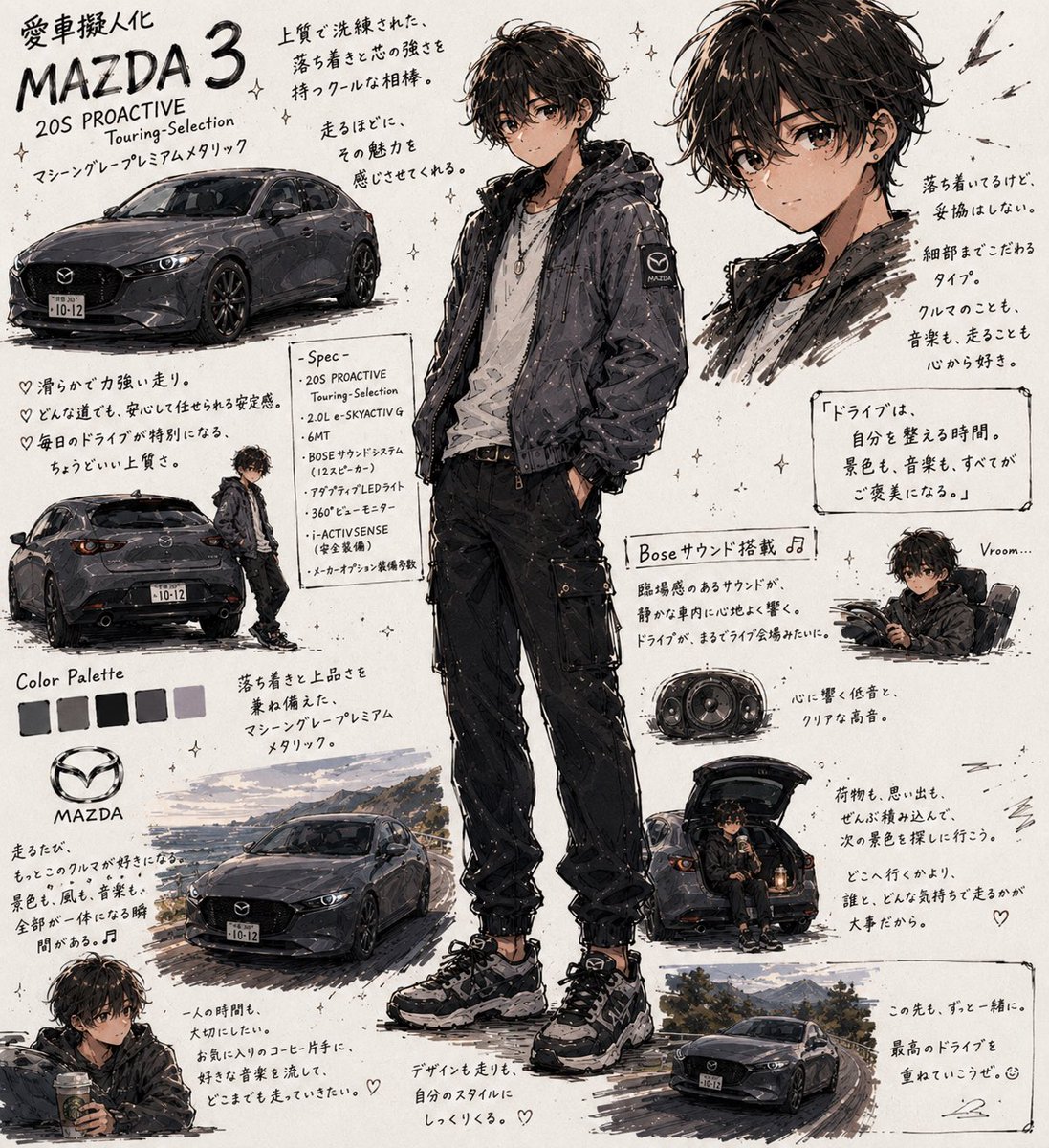 kanecom2's tweet photo. 流行りの愛車擬人化してもらいましたー
ナンバーがなぜ誕生日前日かは謎 https://t.co/Bl0Zoi6Mnk