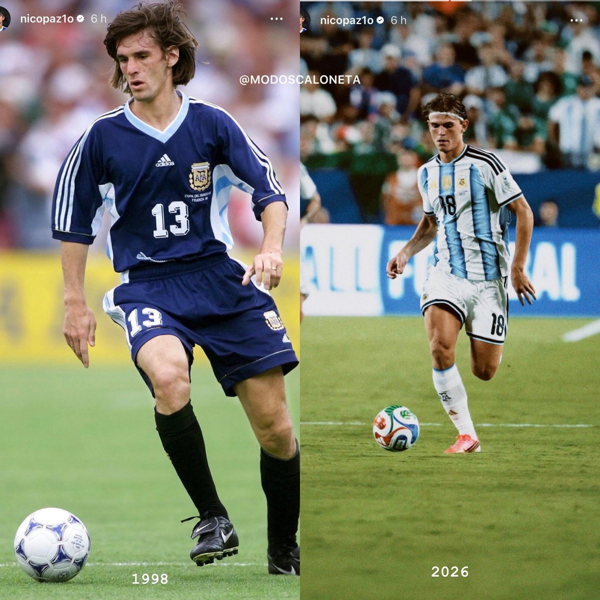 ModoScaloneta's tweet photo. Las historias que subió Nico Paz, padre e hijo jugando el Mundial con la selección Argentina. Hermoso https://t.co/TxgBYrbLLB