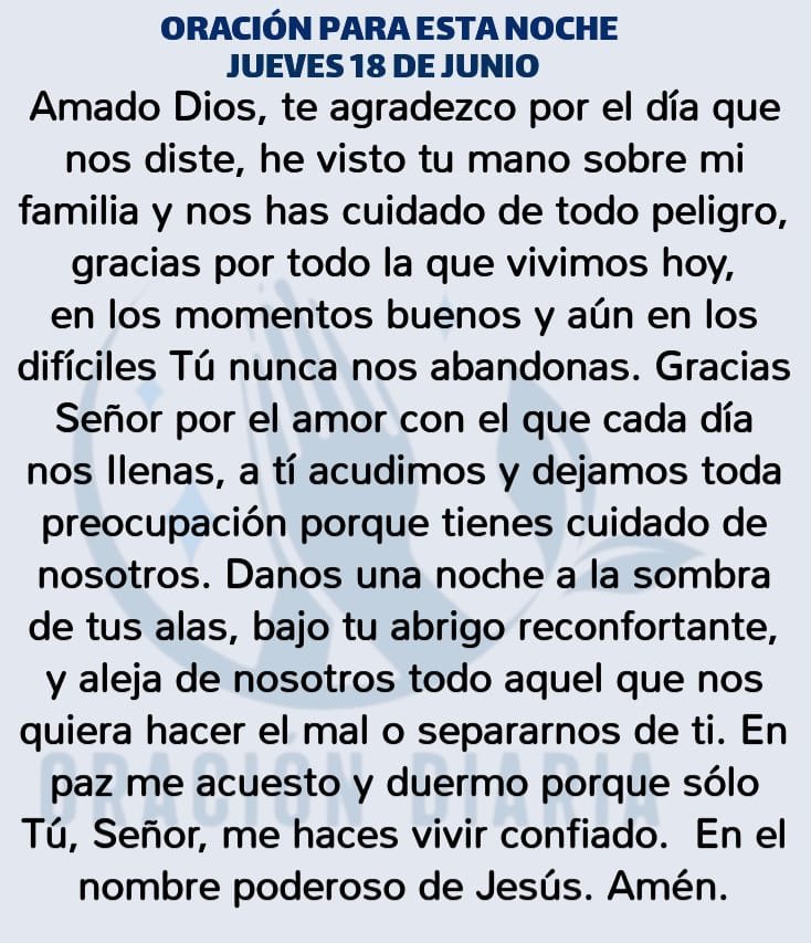 oracion_diaria's tweet photo. Oración Diaria para esta noche de Jueves 18 de Junio de 2026 https://t.co/9HtjIGdDFz