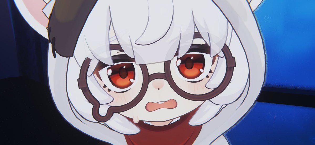 XFlopsyX's tweet photo. 🖤 #MeganeMouse #BigGlassesEnergy #RubyEyes #WhiteHairAnime #VRChatCute #VRChatMemes #AvatarEnvy #StareDown #AnxiousAnime #PhotobombedVR https://t.co/6KKkvtr68p