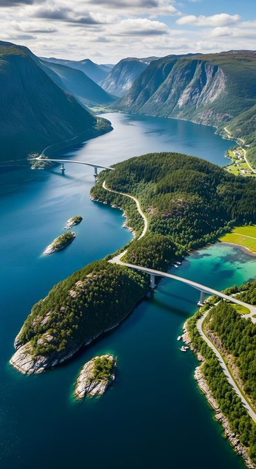 Ivy565678's tweet photo. The moment a bridge spans the fjord, connecting the mountains, the sea, and the islands, I would gladly devote the rest of my life to such a view. https://t.co/GMFY9XbPFt