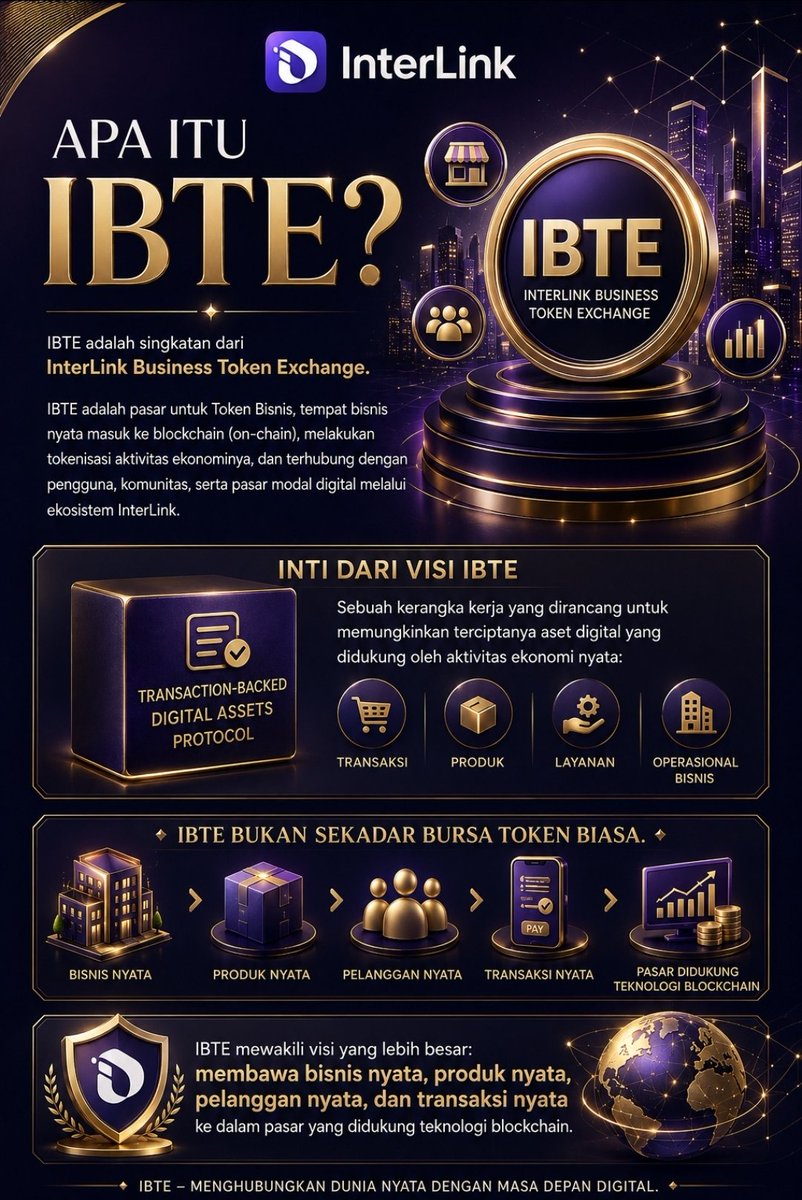Beti_22's tweet photo. IBTE (InterLink Business Token Exchange) adalah platform yang menghubungkan bisnis nyata ke blockchain melalui tokenisasi transaksi, produk, dan layanan.

🚀 Membawa bisnis nyata ke masa depan Web3.
#interlink #ITLG #ITL https://t.co/lZX87YYAi8