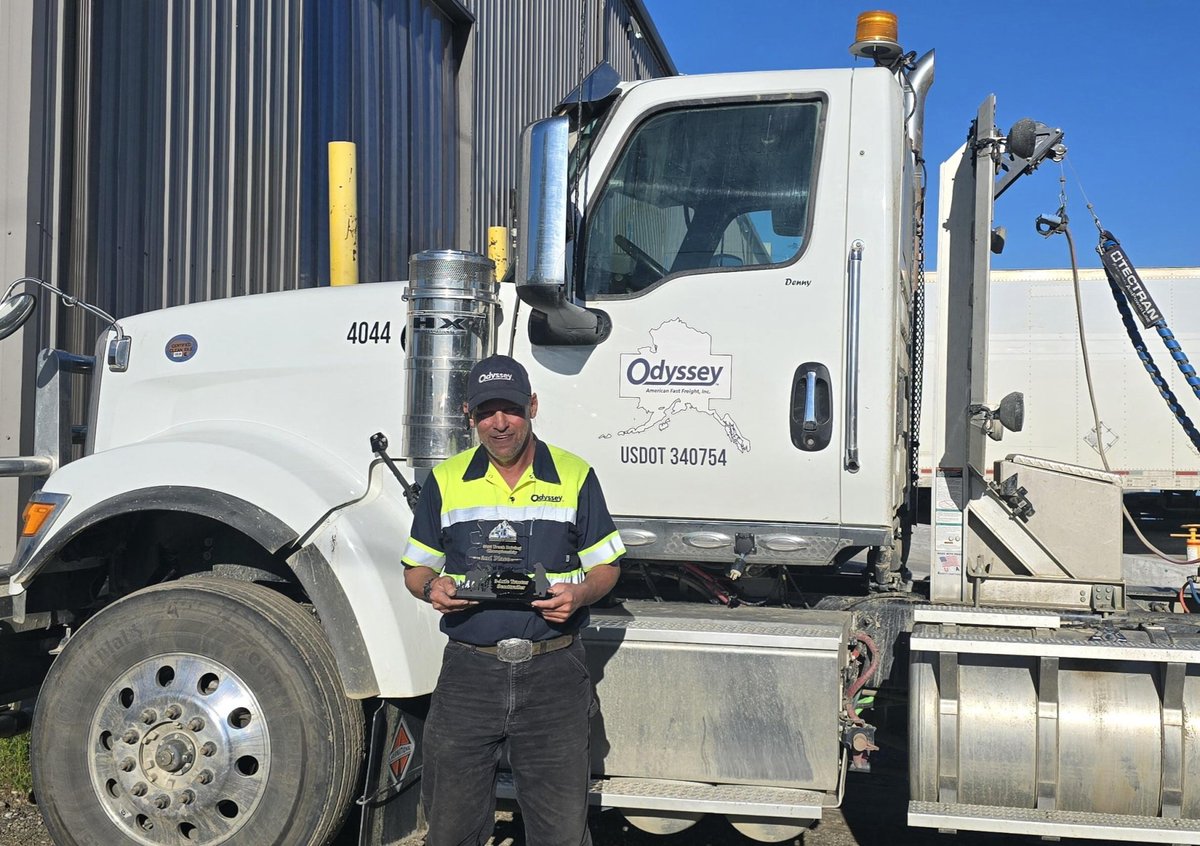 OdysseyLogistic's tweet photo. Congratulations to Denny Hawkins, Alan Marsh, and Brad Inman for earning podium finishes at the ATA Truck Driving Championship in Anchorage.
Their performance is a testament to the skill and professionalism they bring to Odyssey every day. #OneOdyssey #DriveResults #GuideWithCare https://t.co/XTANlRmNlm