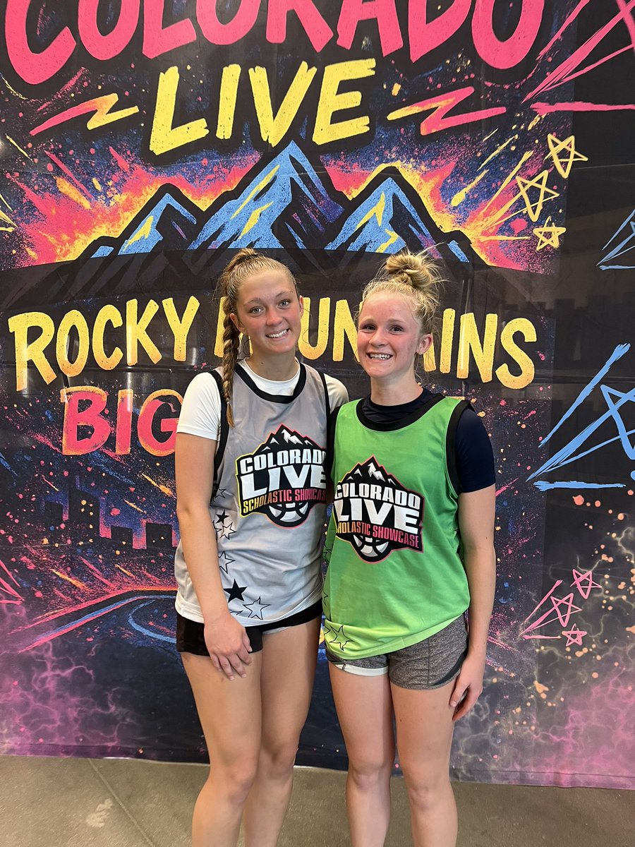 Evergreengbball's tweet photo. Fun being able to watch our two returning all-conference guards @ColoradoLive_SS playing against each other for two showcase teams! Go Ellie & Addie! #SkoCougs https://t.co/QF5BPHlxTE