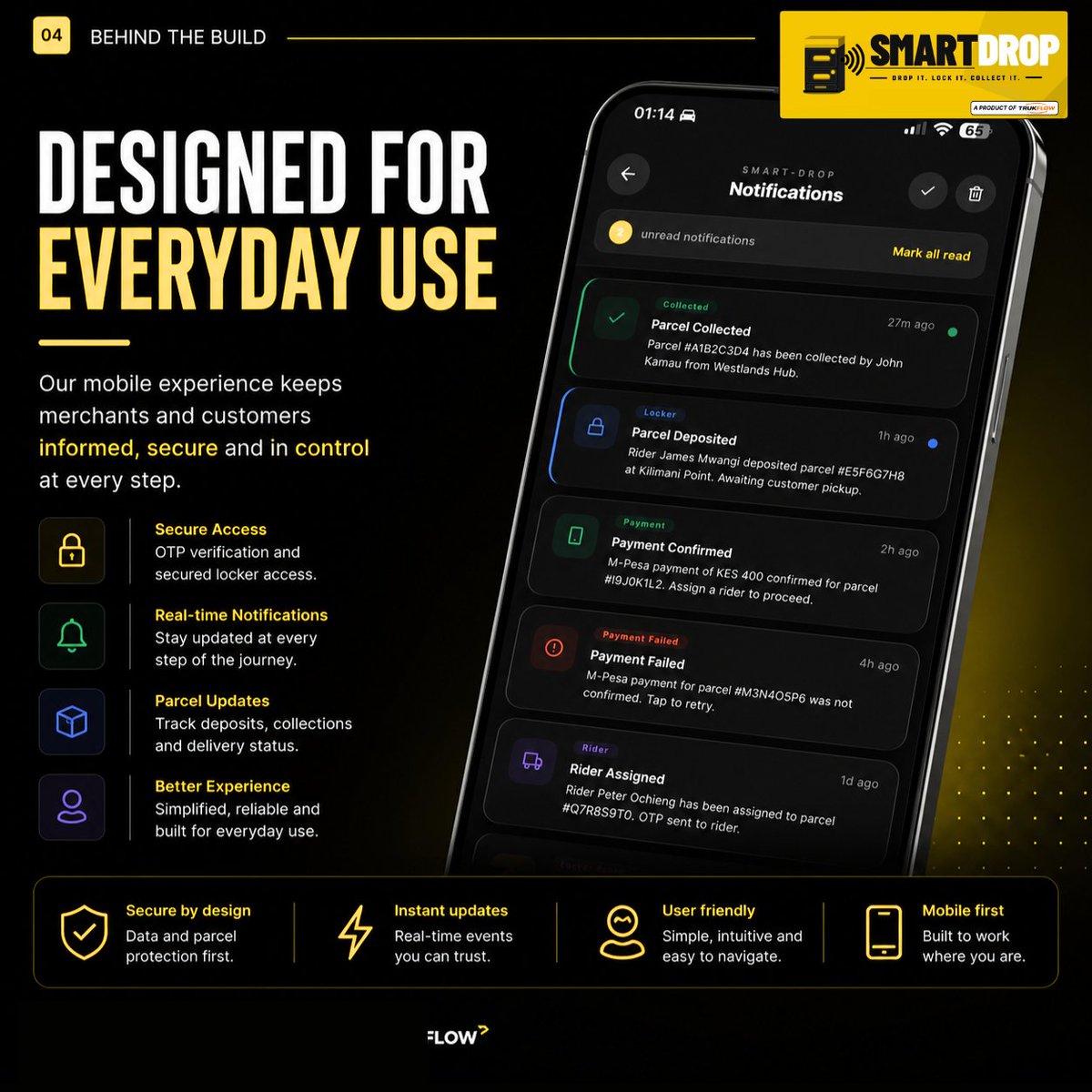 Trukflow's tweet photo. Building SmartDrop has been more than designing lockers.

It's manufacturing, software development, testing, payments, notifications, team reviews, and countless iterations.

A small look behind the scenes of what we're building.

One step closer every week.

#BuildingInPublic https://t.co/d11LjHoiKN