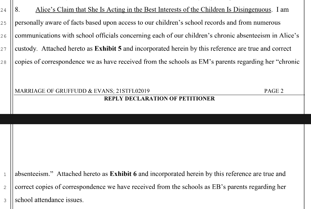 aburkhartlaw's tweet photo. Ioan has taken the gloves off! I don't think he liked Alice speaking for him about what he should think of the trial exhibits becoming public. 

This part in the first screenshot was my favorite - the only reason they had a protective order was because Alice threatened in writing to abuse the discovery process. 

But calling out Alice hiding behind her kids' wellbeing when she can't even be bothered to make them go to school is quite a counterpunch as well.

Looking forward to next week's hearing!