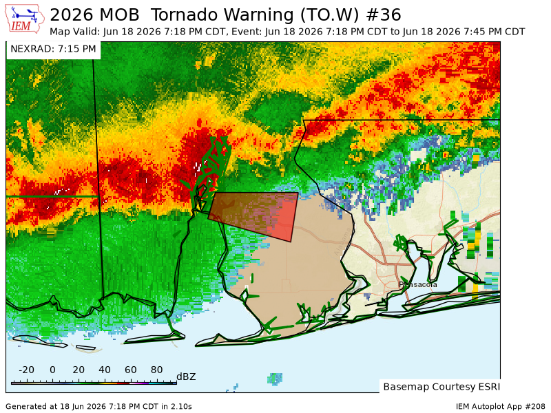 spann's tweet photo. MOB issues Tornado Warning [tornado: RADAR INDICATED, hail: <.75 IN] for Baldwin [AL] till 7:45 PM CDT https://t.co/X0UZ67efVf https://t.co/cXIwKiwGra