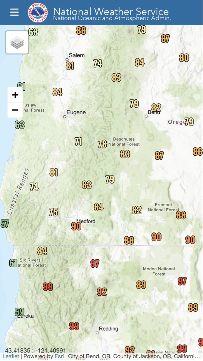 Ryan541's tweet photo. Clouds this morning helped to keep us quite a bit cooler than forecast. We were around 8 degrees cooler in Medford than what models indicated. I am not going to complain at all however. https://t.co/lpe4CQwoGU