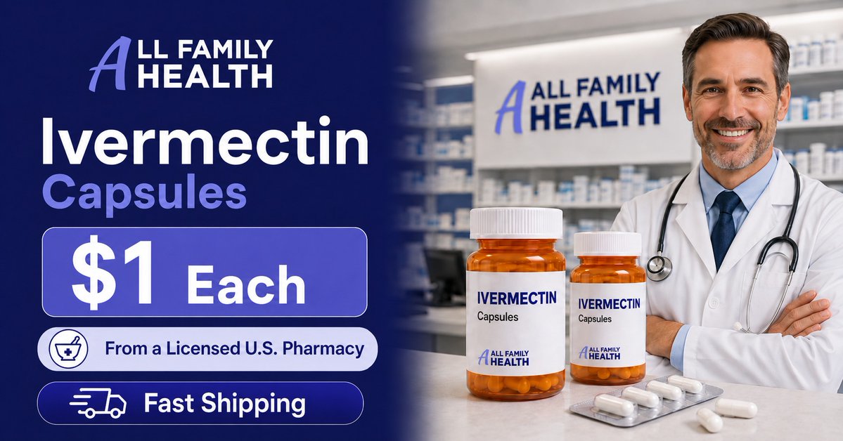 allfamilypharma's tweet photo. 🛡️ Ivermectin as Low as $1 Per Capsule

Human-grade • Physician-approved • Fast shipping

Stock up while it's available at this price.  Ships to your door in 1-4 days

Thousands of families already prepared.
