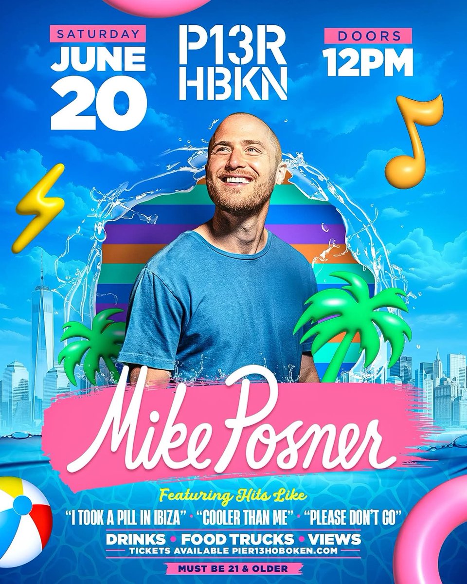 MikePosnerHits's tweet photo. See @MikePosner perform live at Pier 13 Hoboken, NJ June 20!

https://t.co/2JmgmHU20C https://t.co/MxPcvmS17T