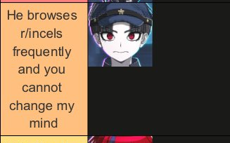 valleculas's tweet photo. @William28072005 Since he's a misogynist with a messy room some people have decided to characterize him as a terminally online 4chan/redditor incel who says shit like "foid", owns NFTs, etc. Which is the exact type of annoying persona that Darumi attempts to cultivate https://t.co/PoZBUf7vct
