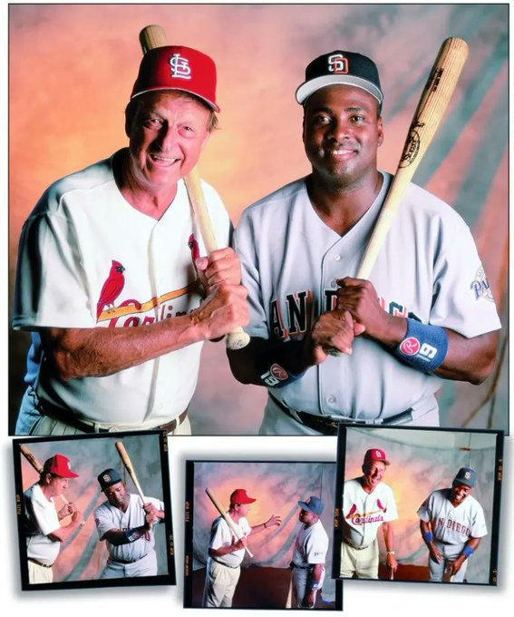 Jimfrombaseball's tweet photo. "'Tony Gwynn was the best pure hitter I ever faced!''
Greg Maddux.
Tony Gwynn faced Maddux 107 times, batted .415 and NEVER struck out.
"The only way to pitch to Tony Gwynn is throw the ball down the middle and hope he hits it at someone."
Al Leiter.
"Am I better than Hank Aaron?
Stan Musial?
Frank Robinson?
Not a chance.
The only thing I want people to say about me is that I played the game the way it should be played.
What I've always wanted to do is be a complete player.
This is as close as I've ever come to it."
Tony Gwynn.
Stan Musial and Tony Gwynn.