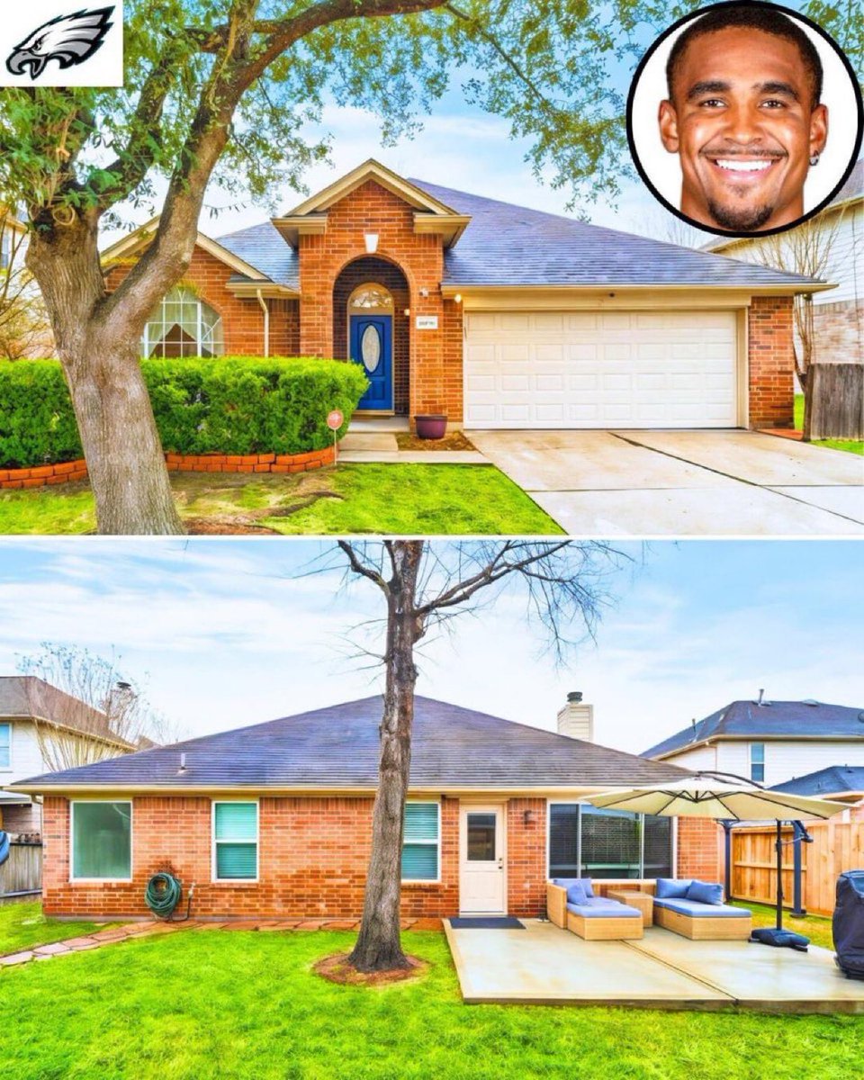 NFL_DovKleiman's tweet photo. Powerful: Eagles superstar QB Jalen Hurts reportedly still lives in a very cheap $2k per month rental during the season despite signing a $255 MILLION contract.

He bought a $215K home in Houston for his family and he lived there with his parents during the off-season.

Jalen is the definition of a class act 👏👏