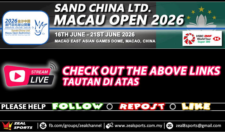 zealsporting's tweet photo. LIVE NOW MACAO OPEN 2026 (START 12PM MALAYSIA TIME)

Court 1 📷 https://t.co/C0dcPjwCx6
Court 2 📷 https://t.co/ar979mScP6
Court 3 📷 https://t.co/cazB6PqcKv

Court 1 📷 https://t.co/nt5im89719
Court 2 📷 https://t.co/nCWbec8CG7
Court 3 📷 https://t.co/TeRNH4FUvR https://t.co/8iPWrgPXbY