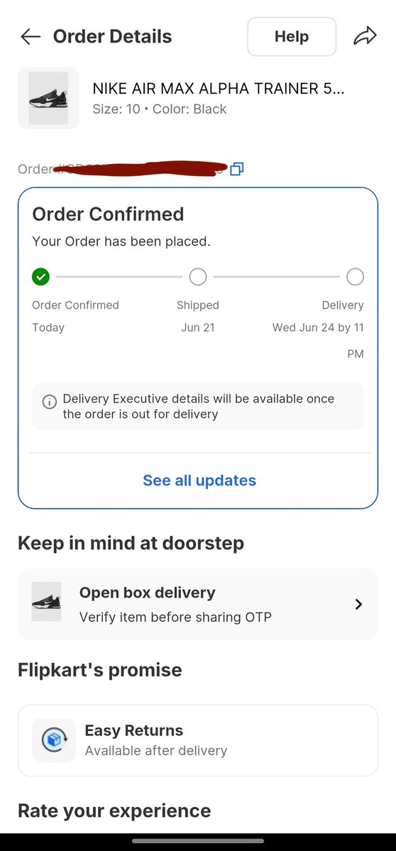 DigvijayC_27's tweet photo. @flipkartsupport Thank you for your assistance.
As advised, I have now reordered the same product (Nike Air Max Alpha Trainer 5, Size 10) within the eligible period mentioned in the WhatsApp communication.
The original order was placed at ₹2,790 and was cancelled due to prolonged delivery delays https://t.co/0P7rOxLLJB