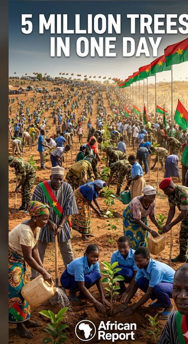 cecild84's tweet photo. 🌳🇧🇫 Burkina Faso is making history! On June 20, 2026, citizens across the nation are coming together for National Tree Day with an ambitious goal: planting 5 million trees in a single day. This powerful initiative reflects a commitment to protecting the environment, fighting desertification, and building a greener future for generations to come. Every tree planted is a symbol of hope, resilience, and national unity. Together, Burkinabes are seeking to grow a stronger and more sustainable Burkina Faso! 💚🌱