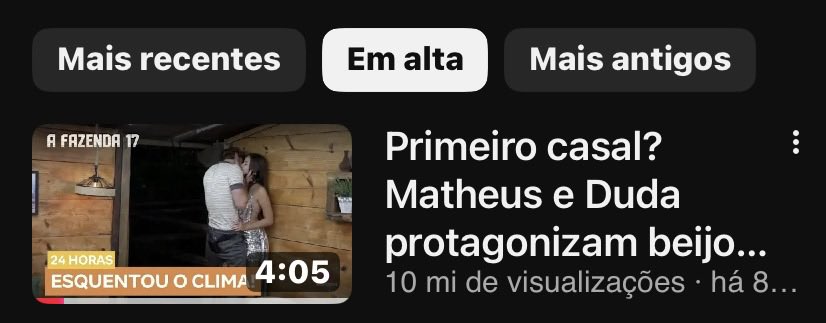 itscamila_kis's tweet photo. o vídeo do beijo da Duda e do Matheus no perfil da Fazenda alcançou 10 milhões de visualizações https://t.co/rg69OujnV5