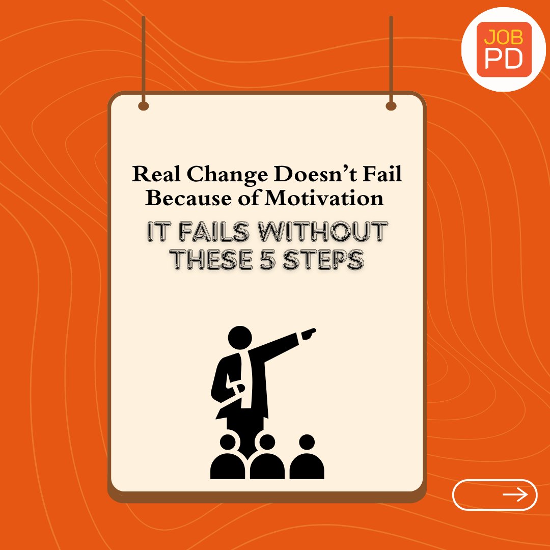 JobPandas's tweet photo. YOU WANT REAL CHANGE? DO THIS 5 LEADERSHIP STEPS 🔥

Most people don’t fail at change because they’re lazy.
They fail because they jump into change without structure 😭 https://t.co/9orCRVjvpy