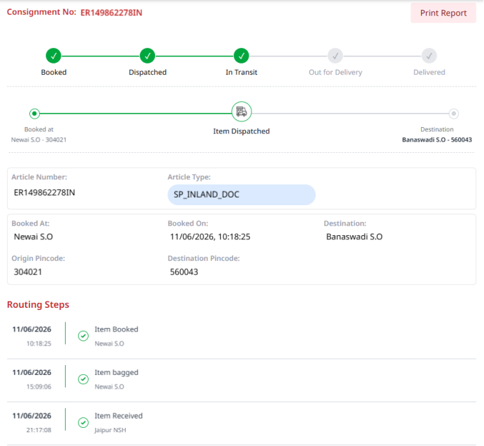 PunitGo64709849's tweet photo. @podivdop @JM_Scindia It is extremely disappointing that a Speed Post booked on 11 June 2026 from Niwai Post Office (304021) to Bangalore (560043) has still not been delivered even after nine days. The consignment contains my original educational certificates. https://t.co/4Sy2SbDSlj