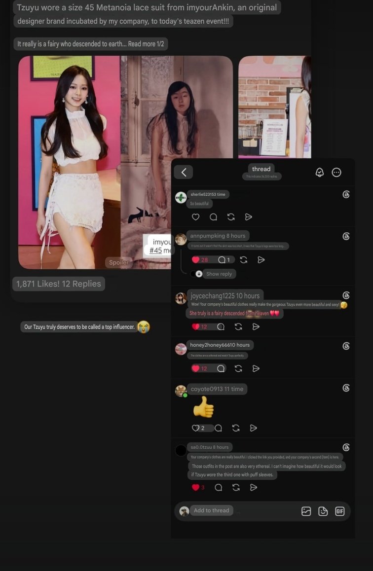 twoisefansi's tweet photo. Producer/Founder at SaltSweet (the company behind ImyourAnkin) Reacting to netizens' comments about Tzuyu wearing ImyourAnkin

"Our Tzuyu truly deserves to be called a top influencer" https://t.co/eOYEvhV9bp