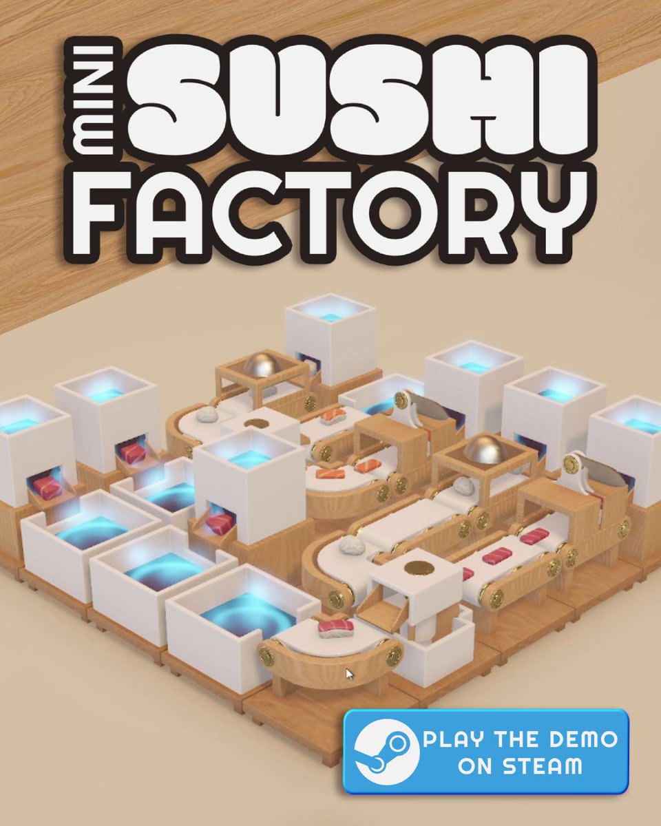 DreamOutpost's tweet photo. Fans of automation games, let’s take a look in this cozy and chill demo of Mini Sushi Factory!

Build your own production lines, and let us know what you think! 👇

https://t.co/xy9y5cpHwb

#IndieGames #AutomationGames #CozyGames #SteamNextFest https://t.co/xjY8laGeq8