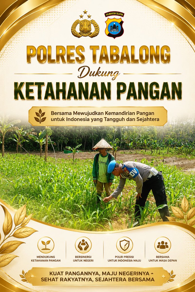 HumasTab's tweet photo. Melalui sinergi bersama kelompok tani, Polres Tabalong mendukung upaya peningkatan produksi pertanian sebagai langkah nyata dalam menjaga ketersediaan pangan yang berkelanjutan.

#ketahananpangan #swasembadapangan #poldakalsel #polrestabalong https://t.co/JIvUI0cm4Q