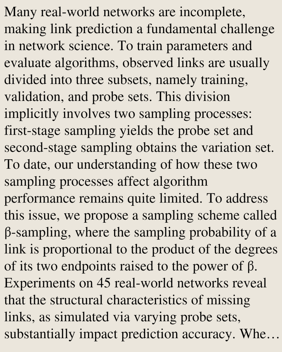 SocialNetPapers's tweet photo. Rethinking Sampling Strategy in Link Prediction

Yilin Bi, Zhenyu Deng, Xinshan Jiao, Tao Zhou
https://t.co/ddy1GbxnZe [𝚌𝚜.𝚂𝙸 𝚜𝚝𝚊𝚝.𝙰𝙿 𝚜𝚝𝚊𝚝.𝙾𝚃] https://t.co/VsXJ3tUU8s