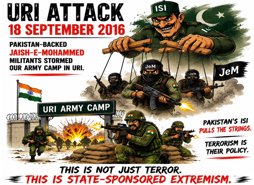 thunderbolt4326's tweet photo. Uri attack: 2016
2016 Uri: terror strikes at defense installations. Surgical strikes followed to retaliate. #NeverForgetUri #StopTerror Pak Army: Fountainhead of Terror https://t.co/eYpxIJggxg