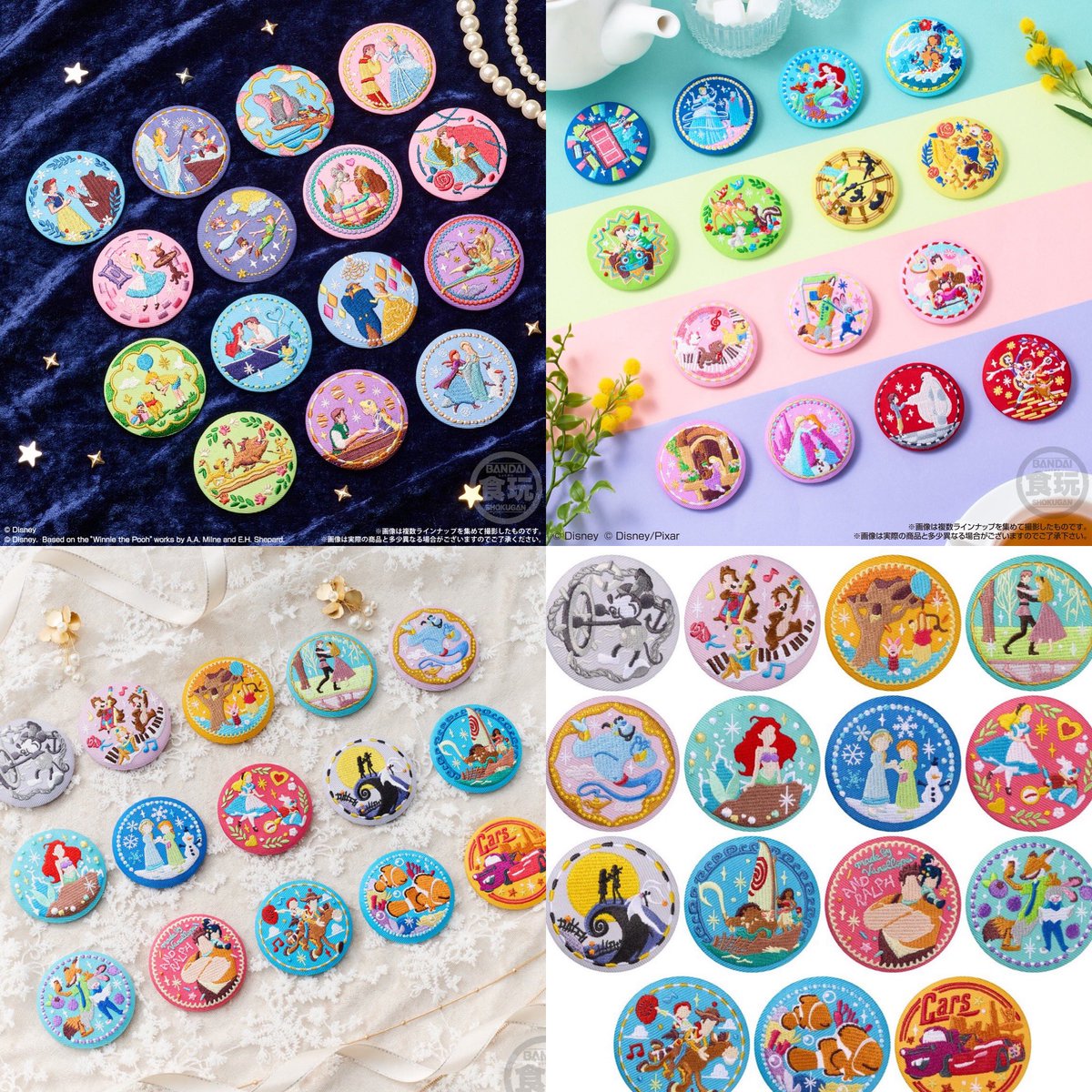 Disney Characters 刺繍缶バッジビスケットもこれで1弾〜3弾まで発売