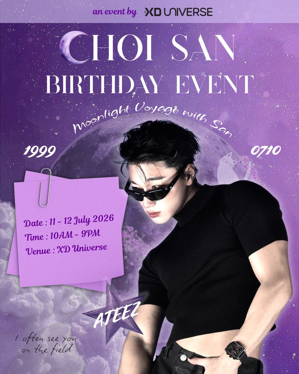 xduniverse_my's tweet photo. 🔥🌙𝓢𝓪𝓷 𝓑𝓲𝓻𝓽𝓱𝓭𝓪𝔂 &amp; 𝓐𝓽𝓮𝓮𝔃 𝓖𝓸𝓵𝓭𝓮𝓷 𝓗𝓸𝓾𝓻 : 𝓟𝓪𝓻𝓽.𝟓 𝓒𝓸𝓶𝓮𝓫𝓪𝓬𝓴 𝓒𝓮𝓵𝓮𝓫𝓻𝓪𝓽𝓲𝓸𝓷 ⌛✨

📅 Date : 11 - 12 July 2026
⏰ Time : 10AM - 9PM
📍 Venue : XD UNIVERSE
🎟 NO RSVP, JUST WALK IN!

ATINYs, let's have fun together! ❤️⚓

#san #ateez https://t.co/uHrbqXEKY8