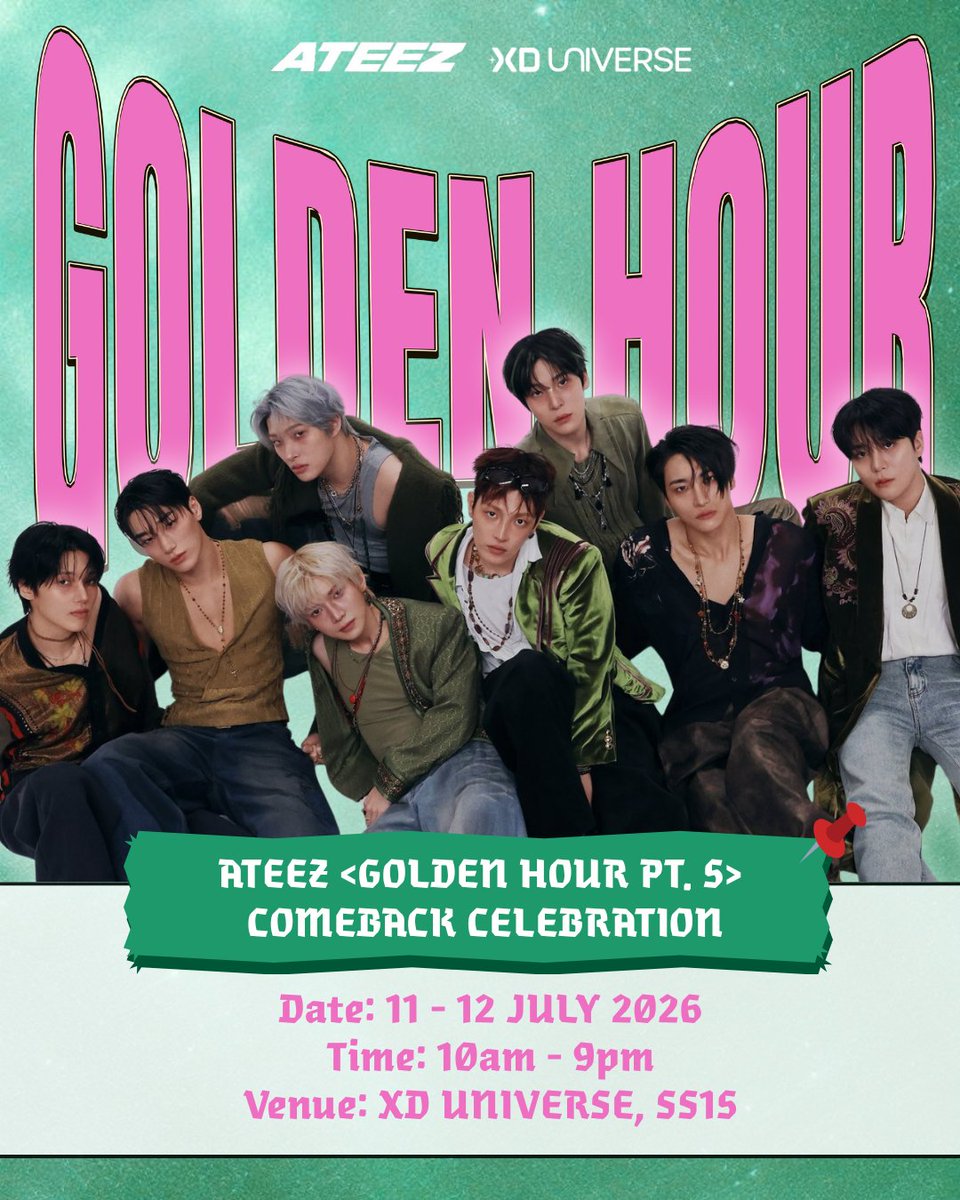 xduniverse_my's tweet photo. 🔥🌙𝓢𝓪𝓷 𝓑𝓲𝓻𝓽𝓱𝓭𝓪𝔂 &amp; 𝓐𝓽𝓮𝓮𝔃 𝓖𝓸𝓵𝓭𝓮𝓷 𝓗𝓸𝓾𝓻 : 𝓟𝓪𝓻𝓽.𝟓 𝓒𝓸𝓶𝓮𝓫𝓪𝓬𝓴 𝓒𝓮𝓵𝓮𝓫𝓻𝓪𝓽𝓲𝓸𝓷 ⌛✨

📅 Date : 11 - 12 July 2026
⏰ Time : 10AM - 9PM
📍 Venue : XD UNIVERSE
🎟 NO RSVP, JUST WALK IN!

ATINYs, let's have fun together! ❤️⚓

#san #ateez https://t.co/uHrbqXEKY8