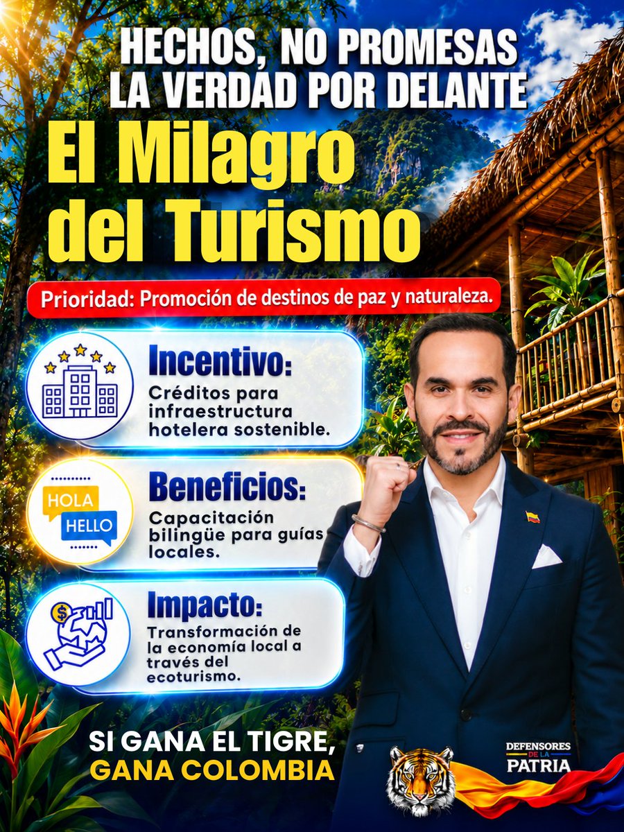 abelardohoy's tweet photo. Con El Tigre 🐅  se reactivará el turismo en la patria milagro, llegará la transformación de la economía local a través del Ecoturismo.

#MiVotoPorElTigre #DeLaEspriellaHoy #AbelardoPresidente https://t.co/K2Vtb9fm9q