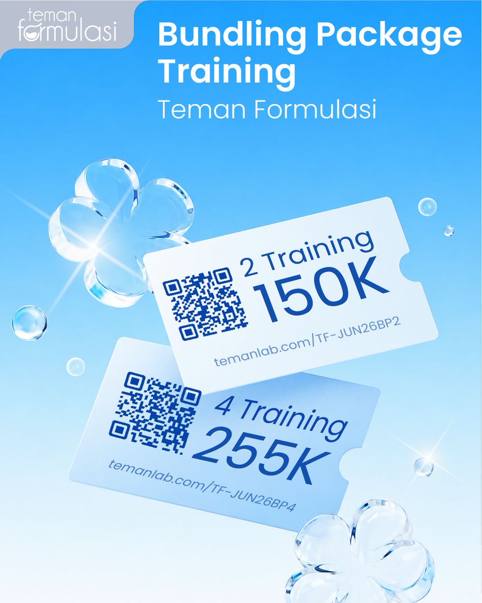 diarymutiaras's tweet photo. 💄BUNDLING PACKAGE TRAINING TEMAN FORMULASI💄
Belajar formulasi produk bersama praktisi dengan paket bundling yang lebih hemat!

🎟️ 2 Training — 150K
🔗 https://t.co/HtCWapU8zR
🎟️ 4 Training — 255K
🔗 https://t.co/0h2snnTR3G https://t.co/9v3lNfyDK3