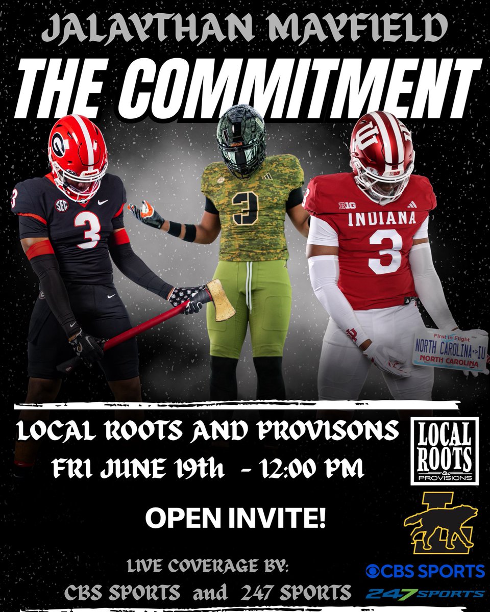 greendotmade's tweet photo. THE COMMITMENT!🚨

Location: Local Roots &amp; Provisions (Lincolnton, NC)
Date: Friday, June 19th
Time: 12:00 PM
*Open Invite*
Live Coverage By: CBS Sports &amp; 247Sports
The future is calling. See you June 19th⏳ https://t.co/RzXvzfHSYx