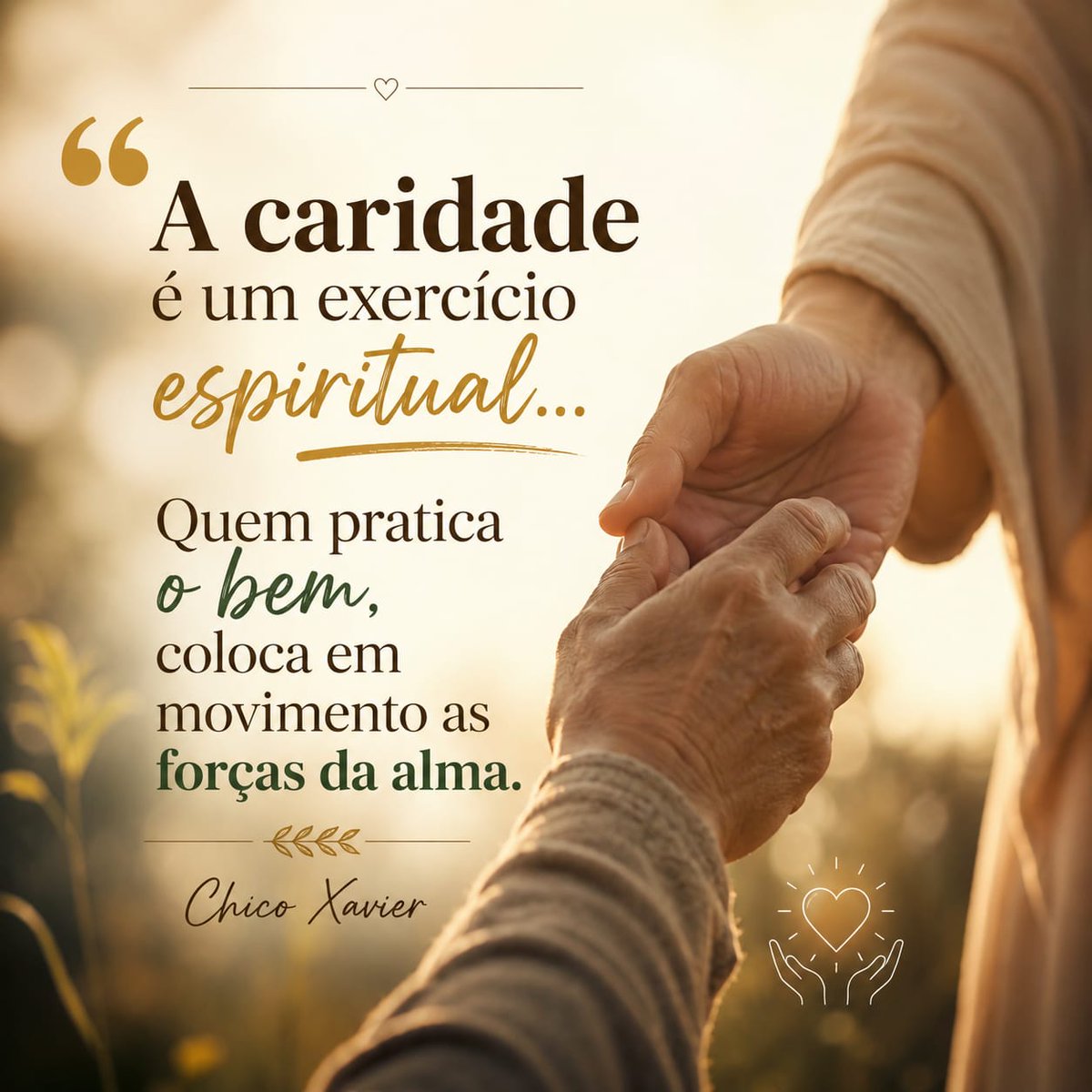 VDirecao's tweet photo. 🌙 Boa noite!

A caridade é muito mais do que um gesto de auxílio; é um exercício da alma que nos aproxima de Deus e fortalece o que há de melhor em nós.

#BoaNoite #ChicoXavier #Caridade #Espiritismo #AmorAoPróximo #Paz #Luz #Fé #Gratidão #EvangelhoNoLar https://t.co/T48iNgfIZb
