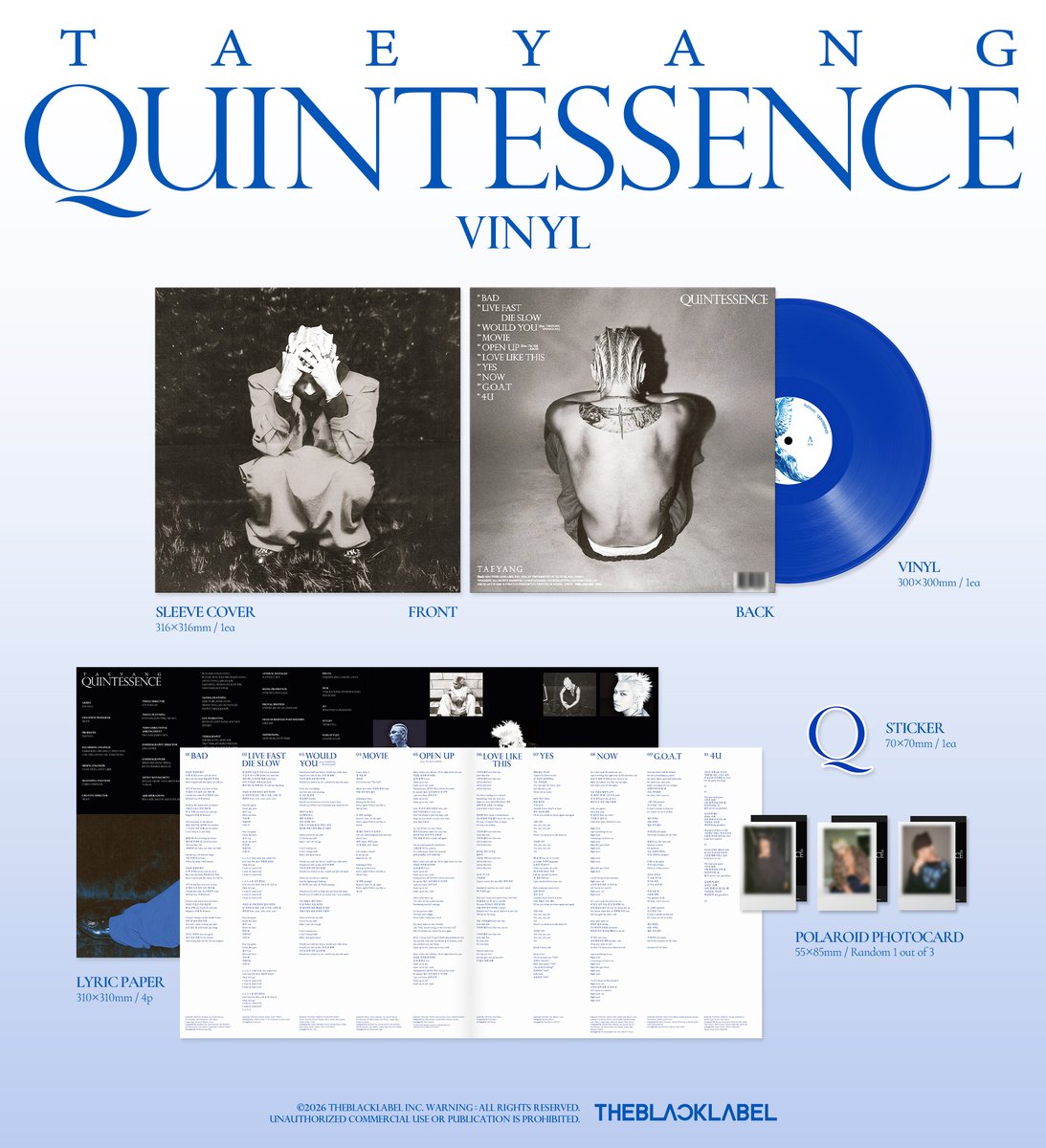 Ktown4u_com's tweet photo. 🆕New Release!

🎉Now meet TAEYANG at Ktown4u!

💙TAEYANG - [QUINTESSENCE] (VINYL)
🔗https://t.co/P4mOJXx7VB

🛍️Ktown4u Global Fan Shopping Week
🔗https://t.co/cM0v4dPUJ2

✈️Ktown4u ships all over the world✈️

#TAEYANG #태양
#QUINTESSENCE https://t.co/JH53K0cMGm