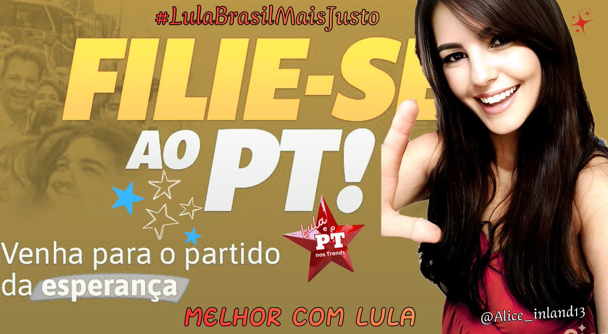 Alice_inland13's tweet photo. 🚫 Não seja apenas um espectador da história! 🇧🇷 Fortalecer o PT é garantir que o Brasil continue avançando com soberania, justiça social e oportunidades para todos! ❤️✨ 
Venha para o partido da esperança, Filie-se e lute conosco💪
 MELHOR COM LULA
 #LulaBrasilMaisJusto https://t.co/I49MXlw42l