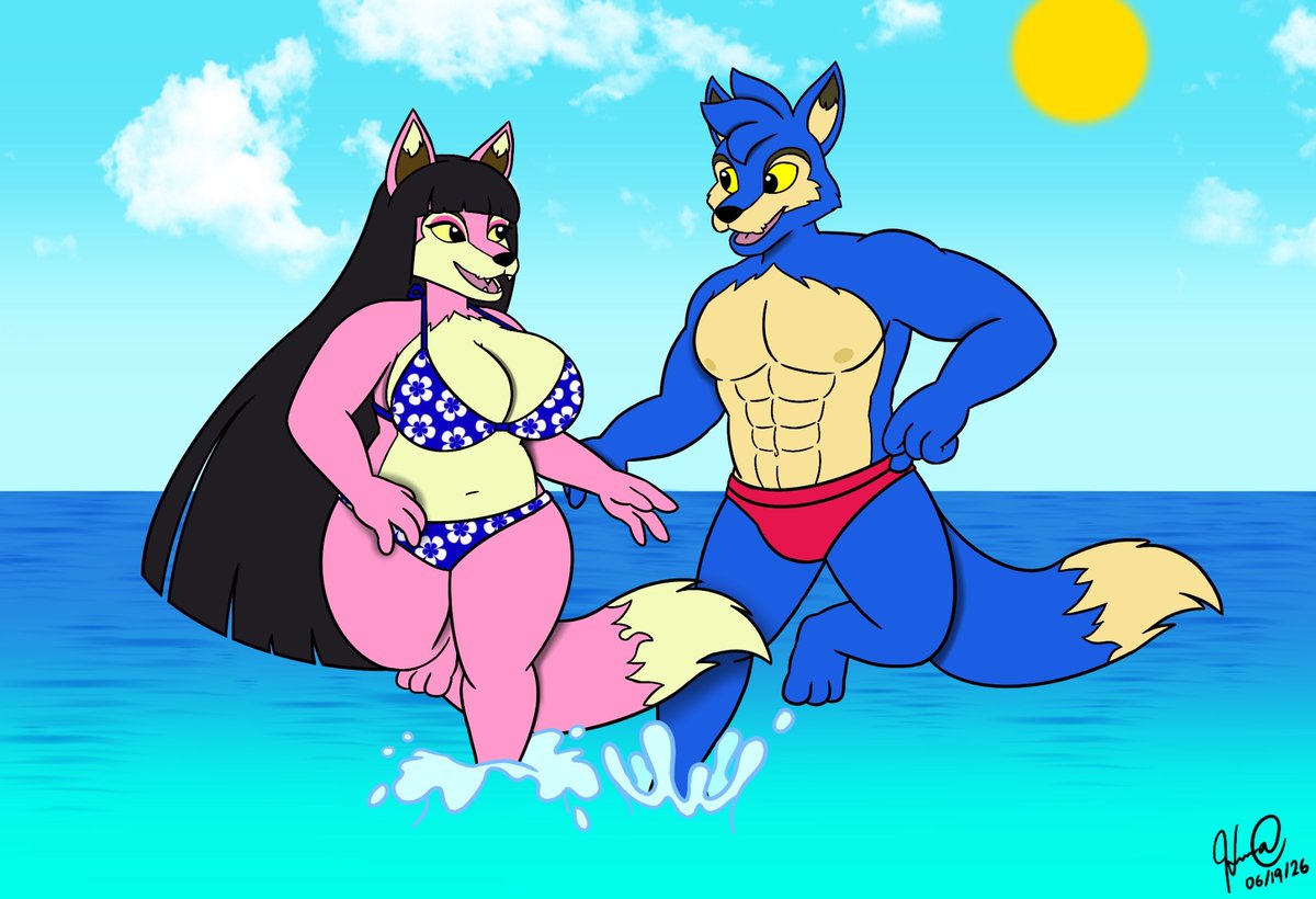 art_star07's tweet photo. Now that The Void Within is finished, I got inspired by "Shark Boy Summer" to draw Jeran & Helena Baek looking hot in their swimwear! 🏖️ Honestly, the entire Neopian alliance need a beach vacation after this plot! 🌊
#neopets #neoart #ocxcanon https://t.co/GsaTOOi6ny