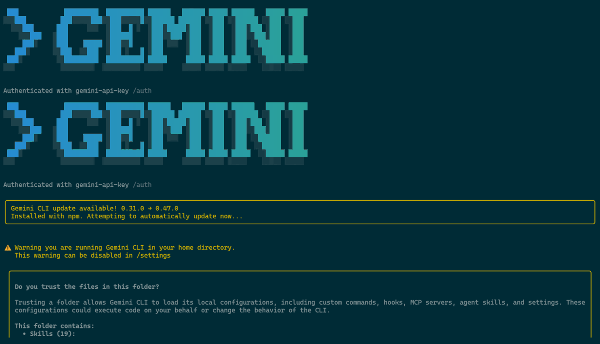 ethzerox's tweet photo. what? 🥲 @geminicli https://t.co/3PBGngkY8i