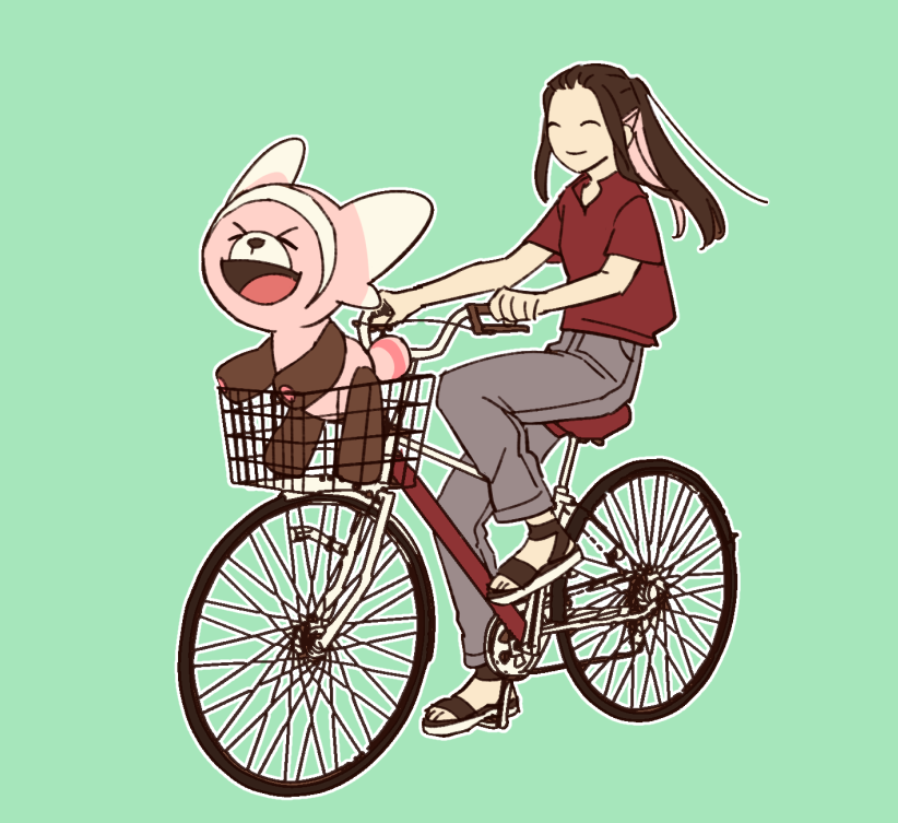 hiopixiv's tweet photo. あの、相棒連れ＋チャリでのポケGO、停車の度に相棒が一生懸命走ってくるの申し訳ないので次からこのスタイルでお願いできませんか https://t.co/Y9m9Suizcm