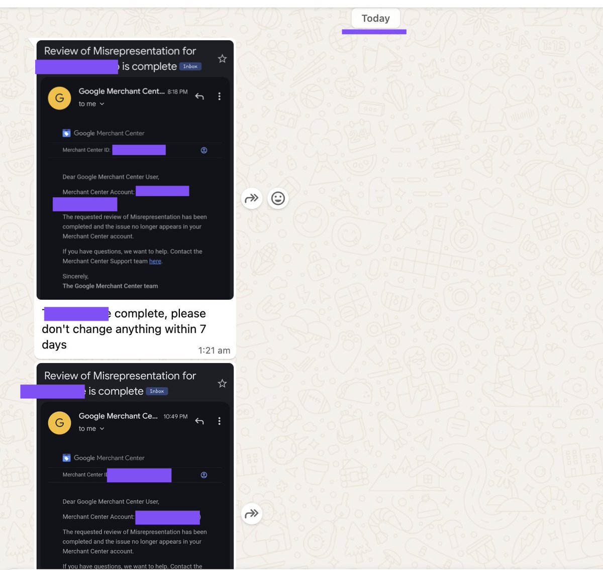 juststeph1990's tweet photo. misrepresentation is google's harshest merchant center suspension.

most brands get it once and spend weeks trying to recover.

we cleared two in the same day.

1:21 AM. "complete. please don't change anything within 7 days."

knowing what to fix is half the battle.

knowing what NOT to touch after is the other half.

most people get the first part wrong. almost everyone gets the second part wrong