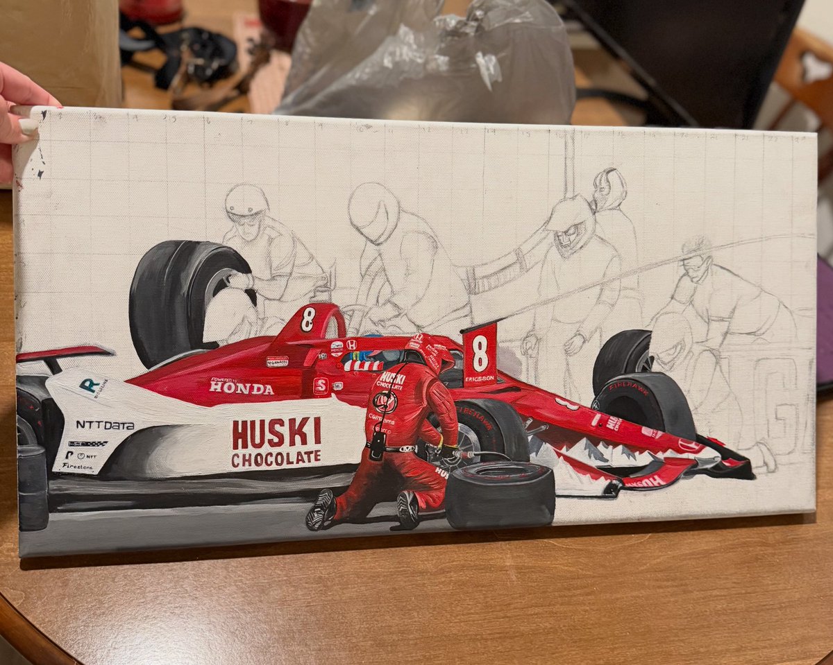 knt_art_'s tweet photo. Making progress! I can’t wait to finish this one. 

@Ericsson_Marcus 

#indycar #art #painting #artist #progress https://t.co/SD6DfgkQaL