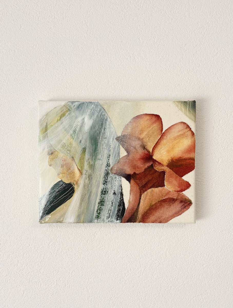 mayu__art's tweet photo. 「時のあいだ」
mixed media, acrylic, pencil on canvas 140×180mm  2026

花や植物などの生命に触れていると、自身の経験を超えた時間や存在へと開かれていくように感じます。
Flowers remind me that life belongs to a time much larger than my own.

#contemporarypainting #art #現代アート https://t.co/8YeP1ifB77