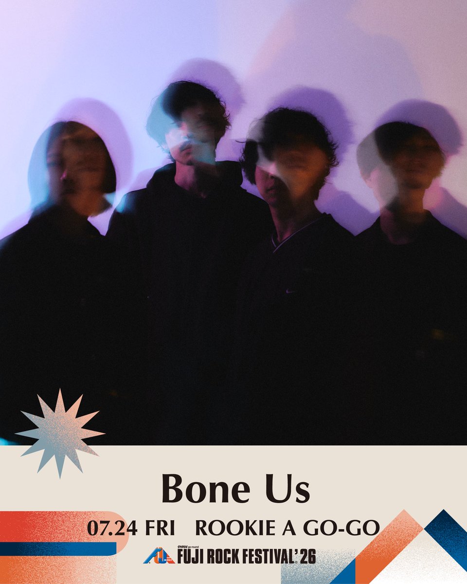 boneus_jp's tweet photo. FUJI ROCK FESTIVAL'26

◼︎07.24(FRI)〜07.26(SUN)
STAGE：ROOKIE A GO-GO
TICKET：https://t.co/SIKuqtt8fA
※Bone Usの出演は24日(金)となります。 https://t.co/Wj2YQEEjL4