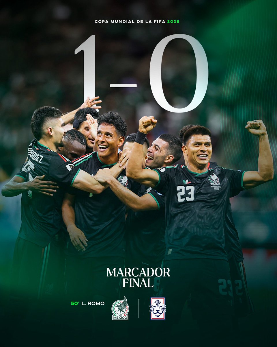 alitomorenoc's tweet photo. ¡Muchas felicidades a @miseleccionmx por este triunfo ante Corea del Sur en el #Mundial2026! Un resultado importante que se consiguió con entrega y mucho esfuerzo en la cancha. ⚽️

Millones de mexicanos estamos apoyándolos y emocionados por lo que viene. ¡Vamos México! 🇲🇽👏🏼 https://t.co/doBvoaUwv1