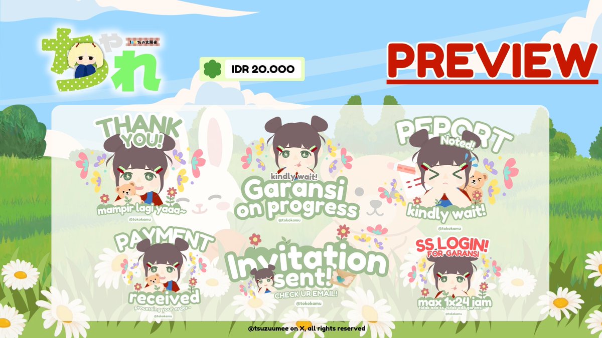 tsuzuumee's tweet photo. もしもし? (⁠ ⁠╹⁠▽⁠╹⁠ ⁠) repost are very appreciated! 

hi! aku ada ready stock sticker pack for BA ONLI 20K yang baru nih! >__< semuanya free retext juga yup-yup :3 (bisa baca alt yaah!) yang mau jajan bisa langsung meluncur ke telegram atau ketuk my aku dm :3

#bealanja https://t.co/GO1XOxTVr0