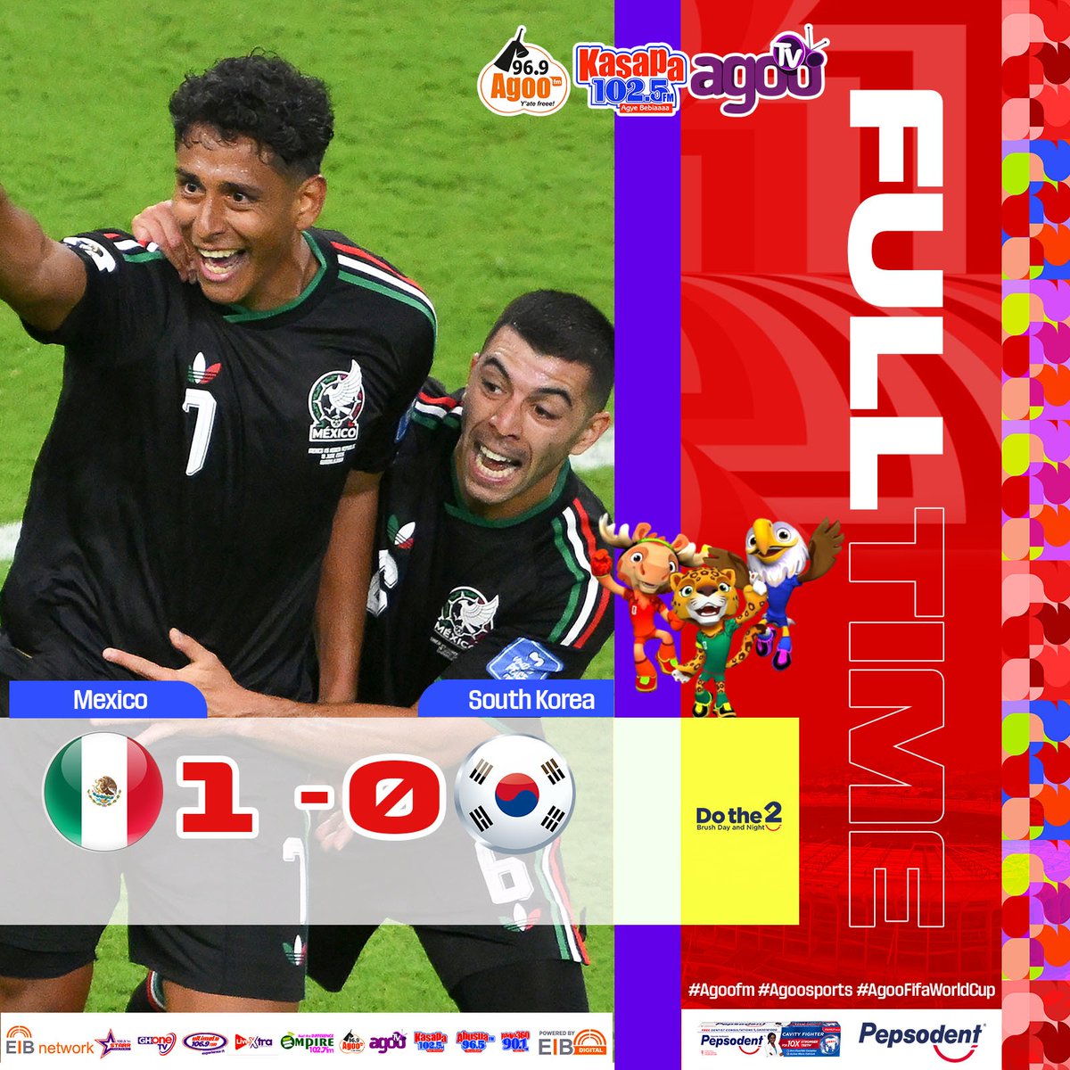 agoofmgh's tweet photo. Full Time ...
Mexico vs South Korea

#Agoofm #Agoosports #AgooFifaWorldCup #EibSports #Pepsodent https://t.co/1U4gZnxrF2